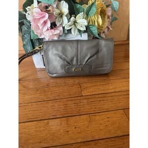 Coach Ashley Leather Compact Clutch Wallet Bronze